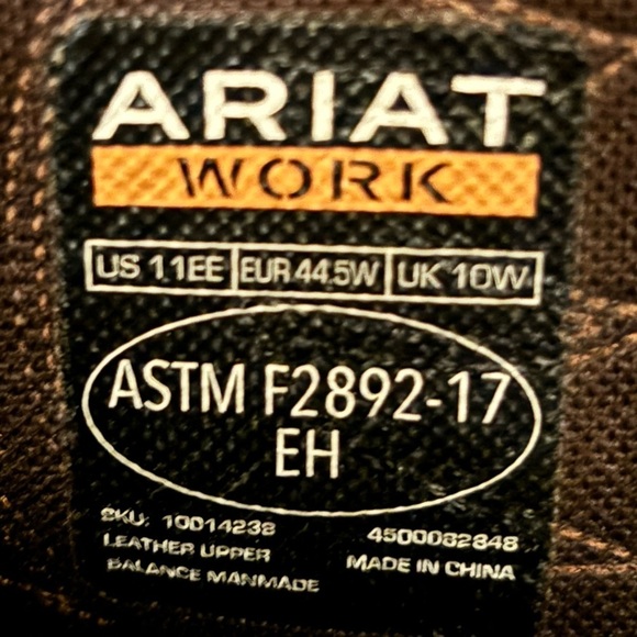 Ariat Brown Leather & Suede Groundbreaker Soft Round Toe Work Boots Size 11EE - Picture 14 of 15